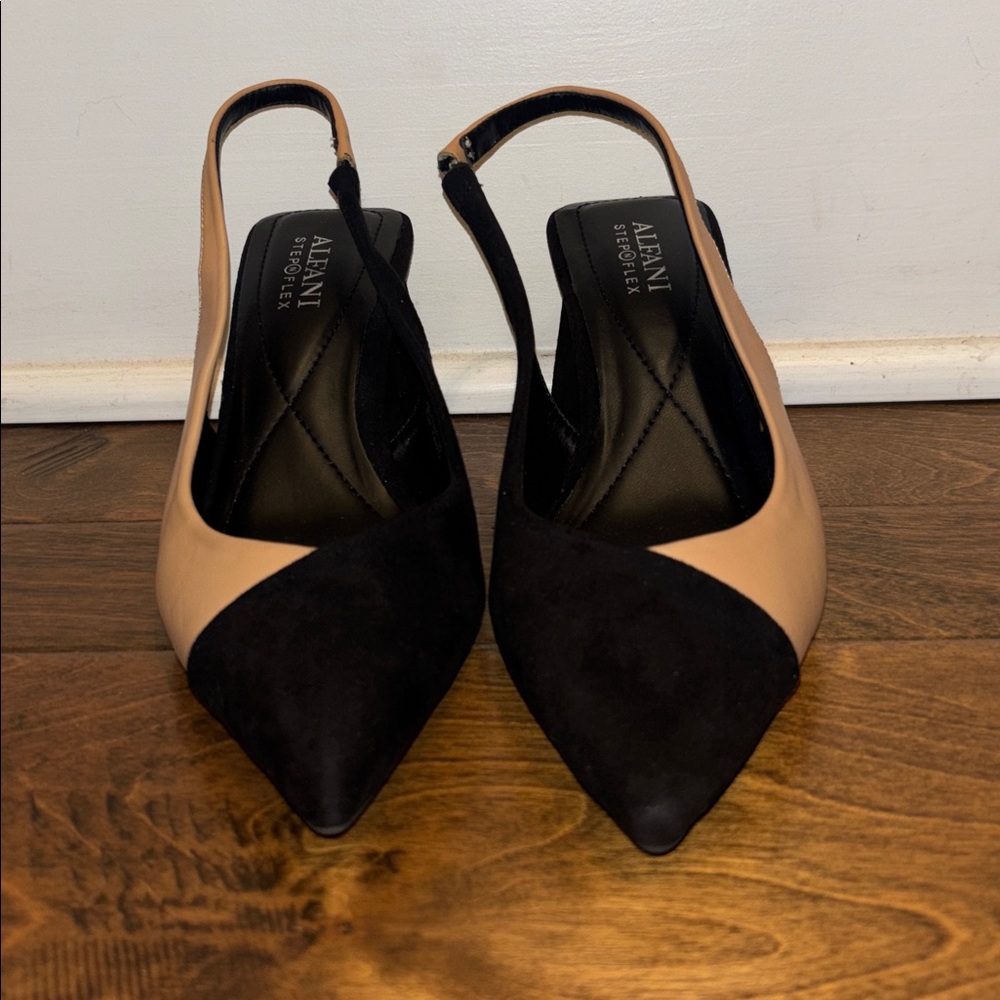 Alfani Womens Sarafina 5.5 Black Faux Leather Stretch Slingback Heels Shoes - Picture 5 of 12